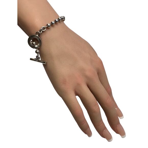 Gucci Sterling Silver Ball Chain Toggle Clasp Bracelet - Picture 10 of 11
